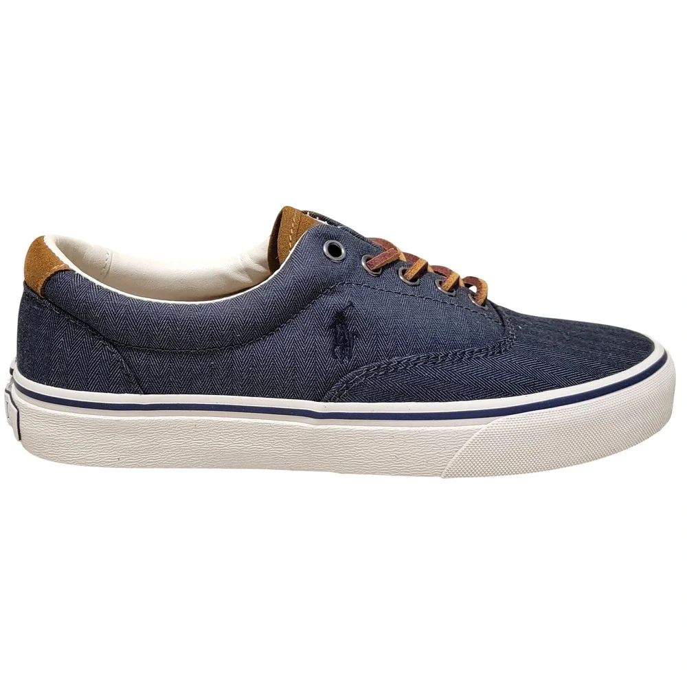 Polo Ralph Lauren Men Low Top Sneaker Keaton Pony Size US 8M Denim Blue Chambray